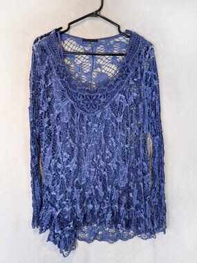 Multi blue Lacy Bella Amore blouse set Size XL